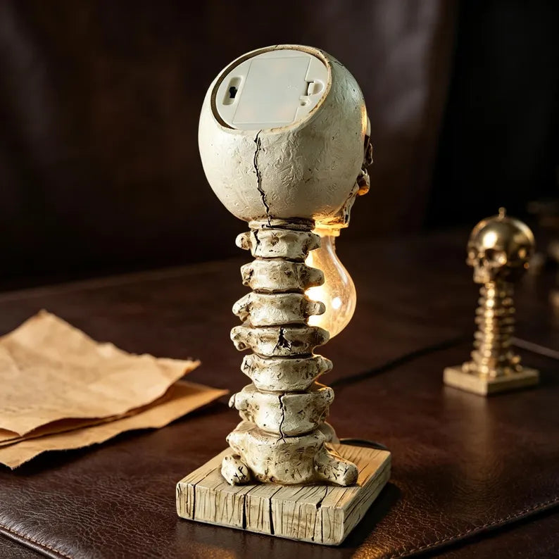 Gothic Skull Spine Resin Lamp, Realistic Macabre Night Light, Halloween Decor