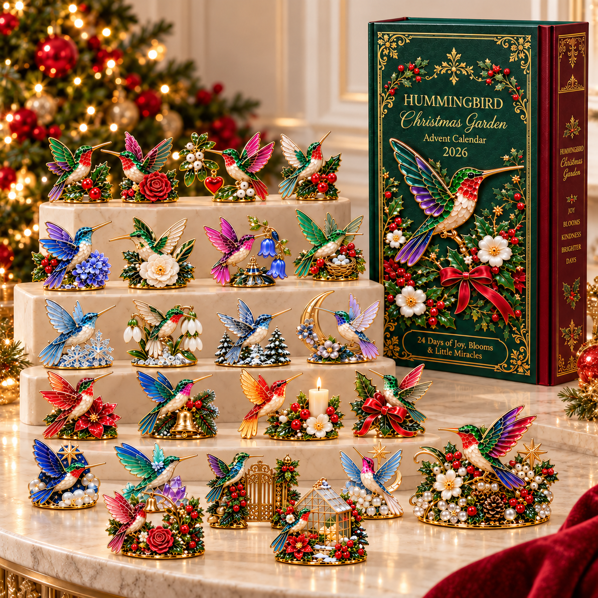 🌸🐦2026 Hummingbird Christmas Garden Advent Calendar – 24-Day Miniature Collectible Surprise Set
