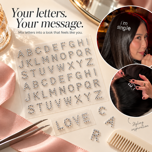 ✨💎 5-Style Rhinestone Hair Sticker Set | Letters, Numbers, Stars, Hearts & 325 Silver Gems | DIY Sparkling Hair Accessories for Parties, Festivals & Creative Hairstyles ⭐💖