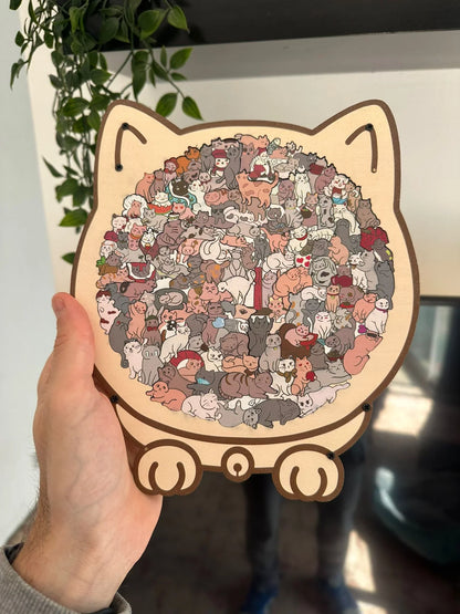 🔥LAST DAY 50% OFF 🛍️135-Piece Morandi-Colored Cat Shaped Wooden Jigsaw Puzzle