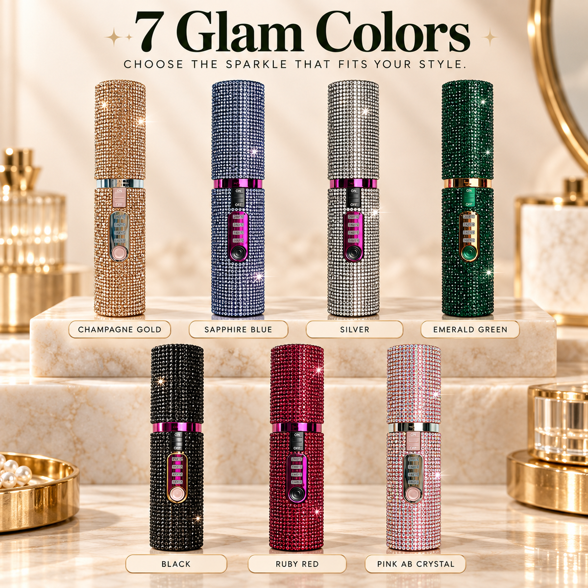 💎✨ Bling Rhinestone Mini Hair Straightener 💖🔥 Portable Hair Flat Iron for Bangs, Frizz & Quick Touch-Ups 🎀💇‍♀️ 7 Sparkling Colors