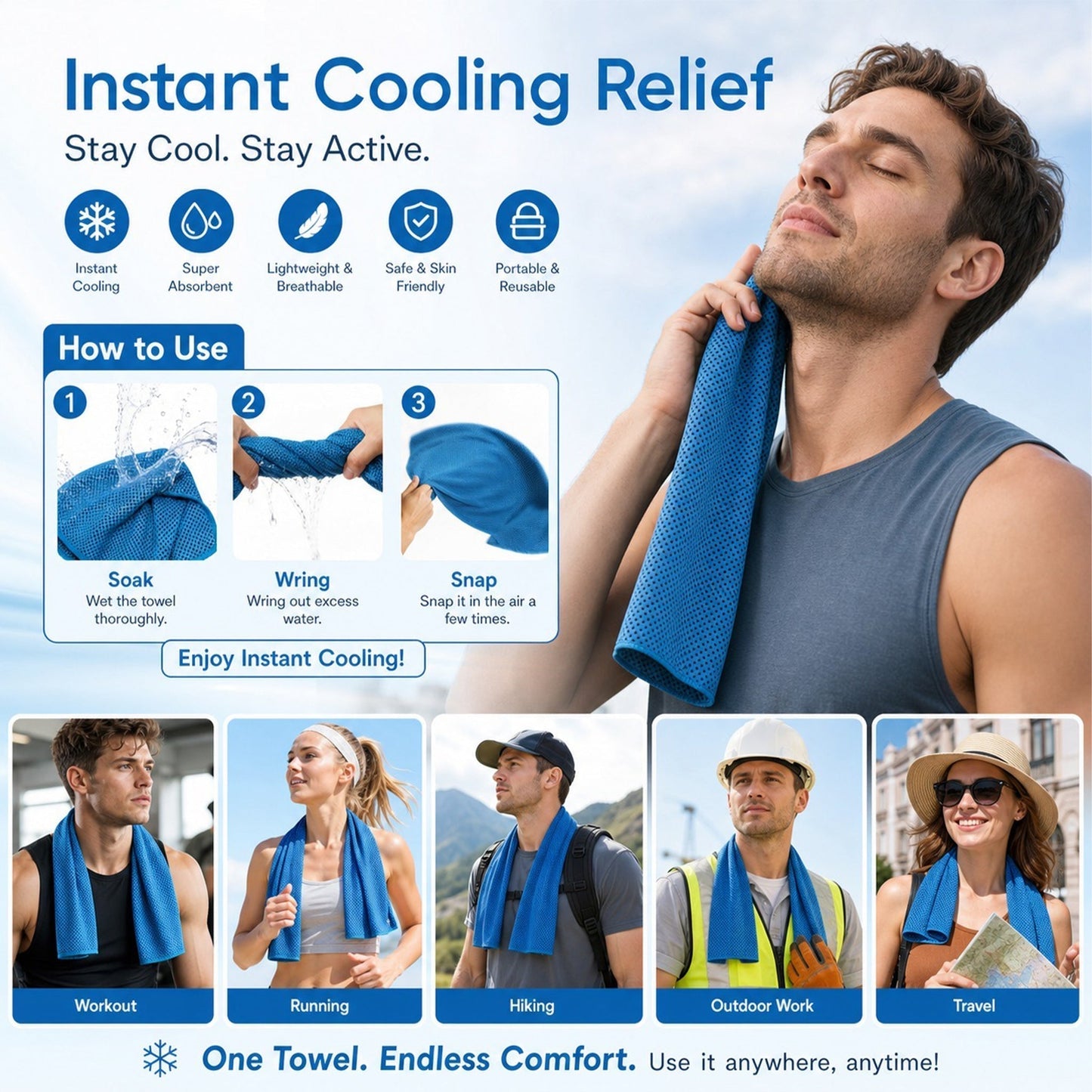 ✨⏰Last Day Buy 1 Get 1 Free❄💦Cold Sweat Towel You Can Use Anywhere, Anytime! Reusable Soft Absorbent Cooling Portable– US Ready!