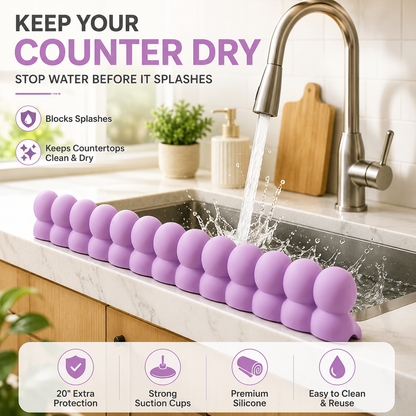 💦20-Inch Silicone Sink Splash Guard with Suction Cups– Keep Counters Dry & Splash-Free