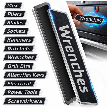 🔧 12-Pack Magnetic Toolbox Labels – Find Your Tools Faster