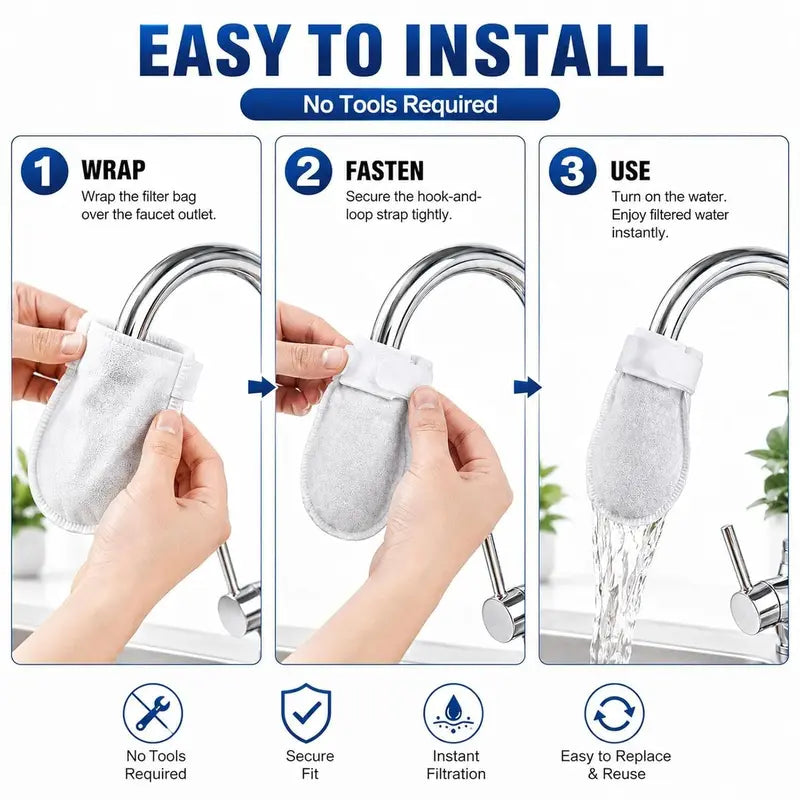 [Fits Faucets < 1"] 50 cotton filter bags disposable Cotton Faucet Filter Bags with 10 fastening straps 💧