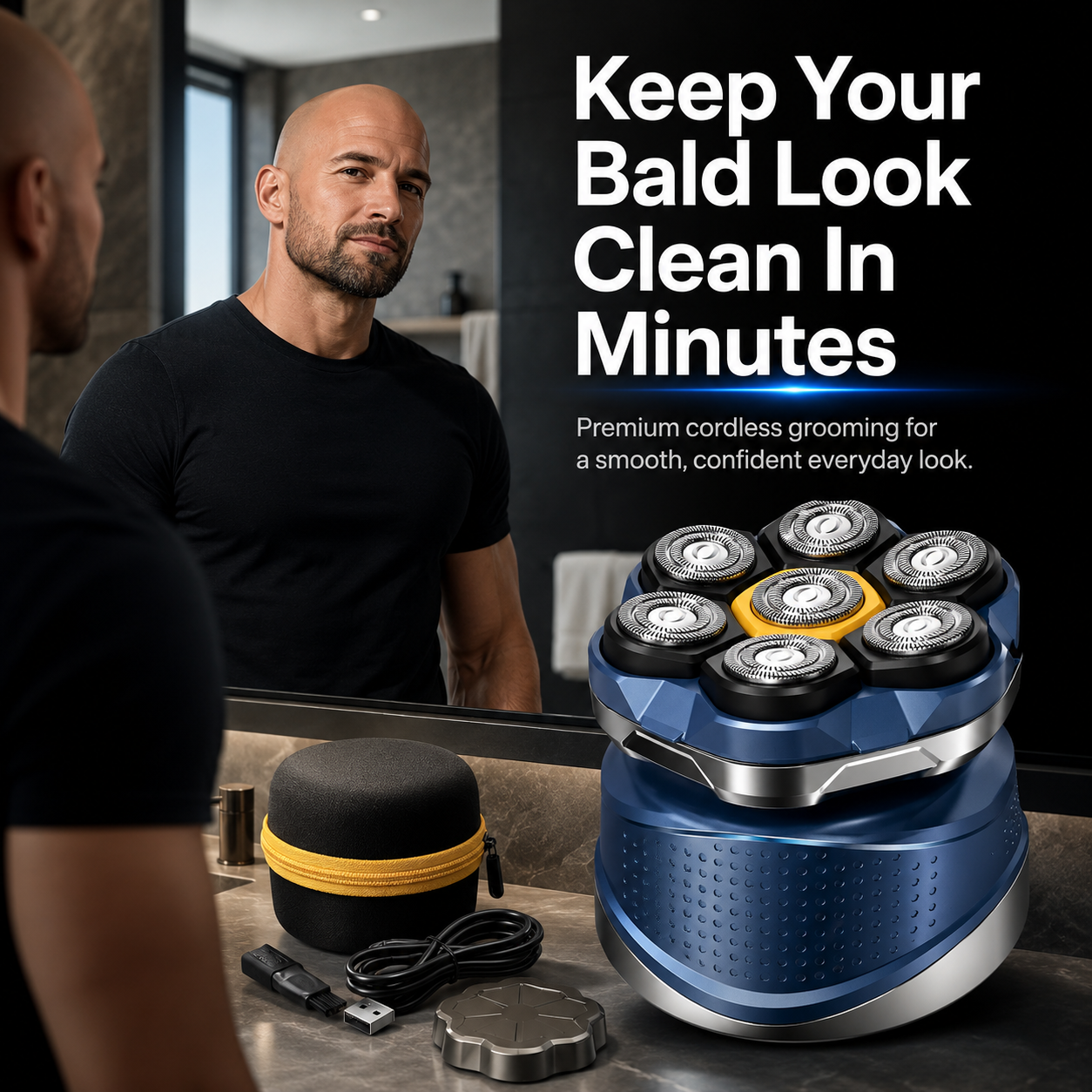 🔥 7D Floating Head Shaver for Men – Cordless Waterproof Electric Bald Head Razor