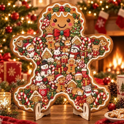 ⏳ Last Day 49% OFF –🎄🧩 Wooden Christmas Puzzle with Stand