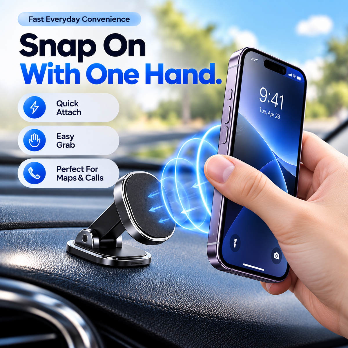📱🚗 Foldable 360° Magnetic Car Phone Mount – Compact Multi-Angle Holder 🧲