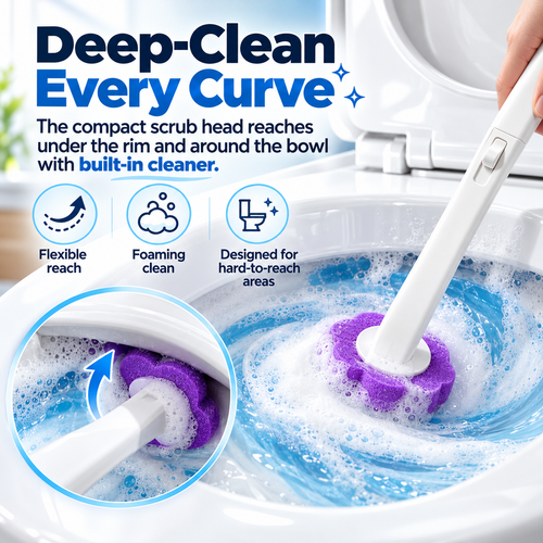 🚽✨ Say Goodbye to Dirty Toilet Brushes! 🧼🌸 Disposable Toilet Cleaning Brush Set with Scented Refill Heads 💦🍋