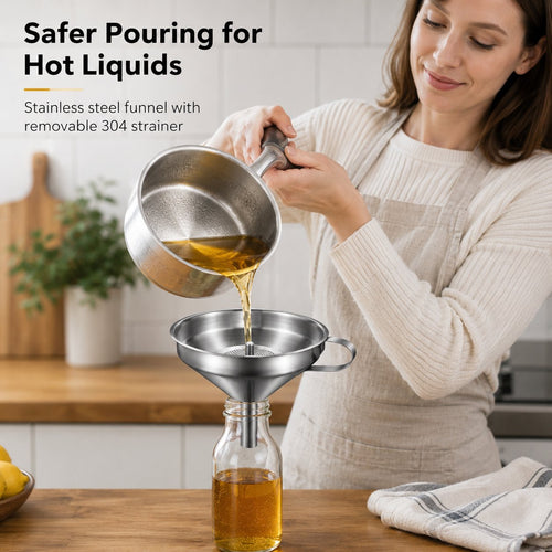 🍳 Heavy-Duty Thickened Stainless Steel Kitchen Funnel with 304 Strainer