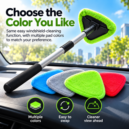 🚗✨Extendable Windshield Cleaning Tool Set – Reach-Anywhere Interior Glass Cleaner with Washable Microfiber Pads