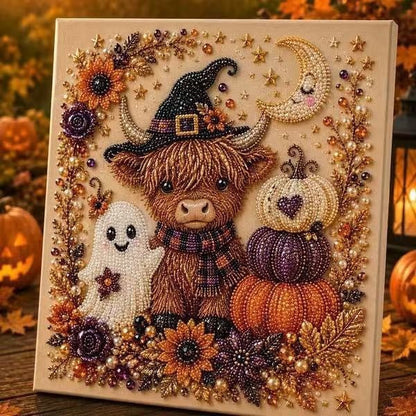 Spooky Cute Ghost Pearl Diamond Painting Kit – 8" x 8" Halloween DIY Wall Art & Craft Gift