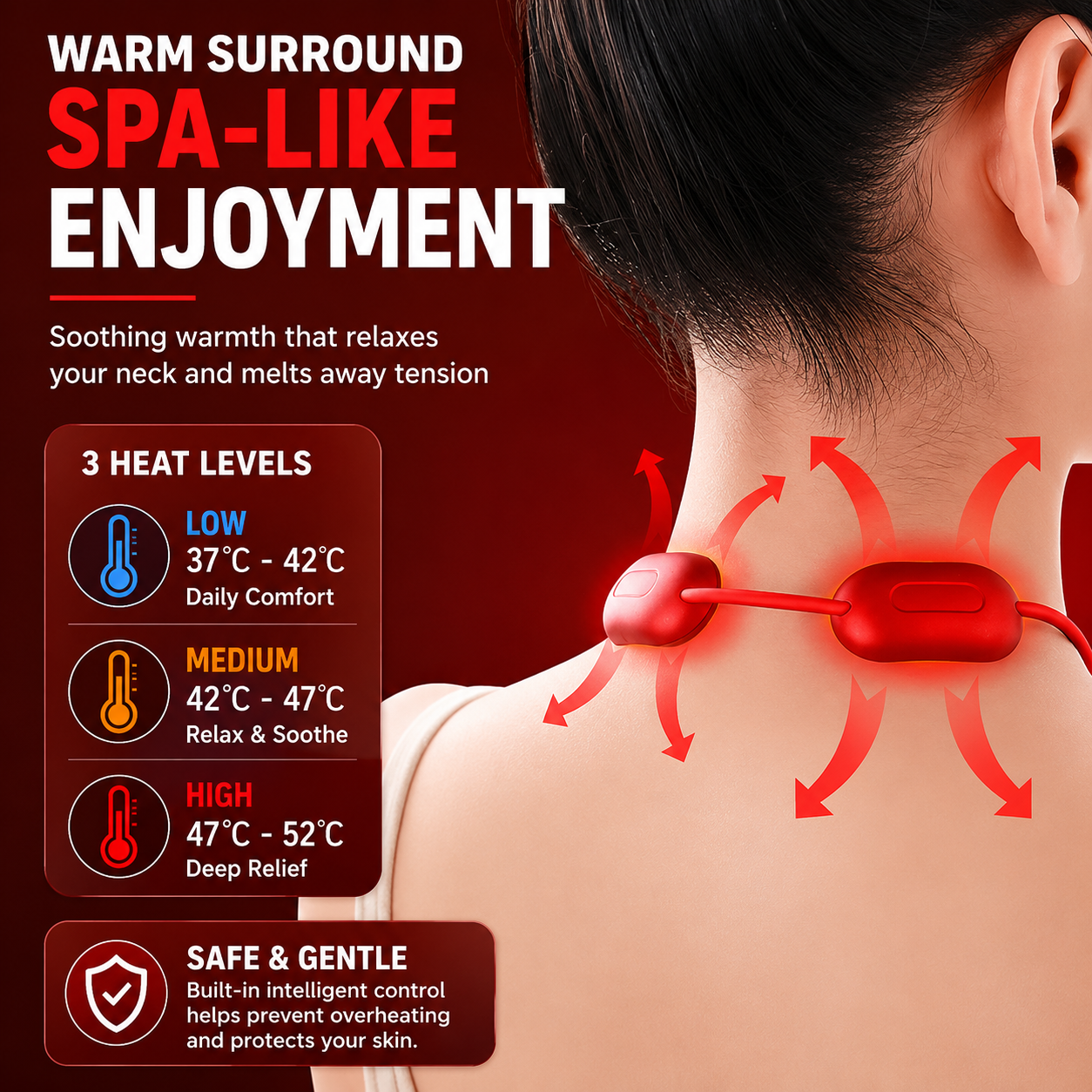 🔥 Relieve Neck Tension Anytime, Anywhere|Smart Heat Therapy & EMS Massage In One Lightweight Device