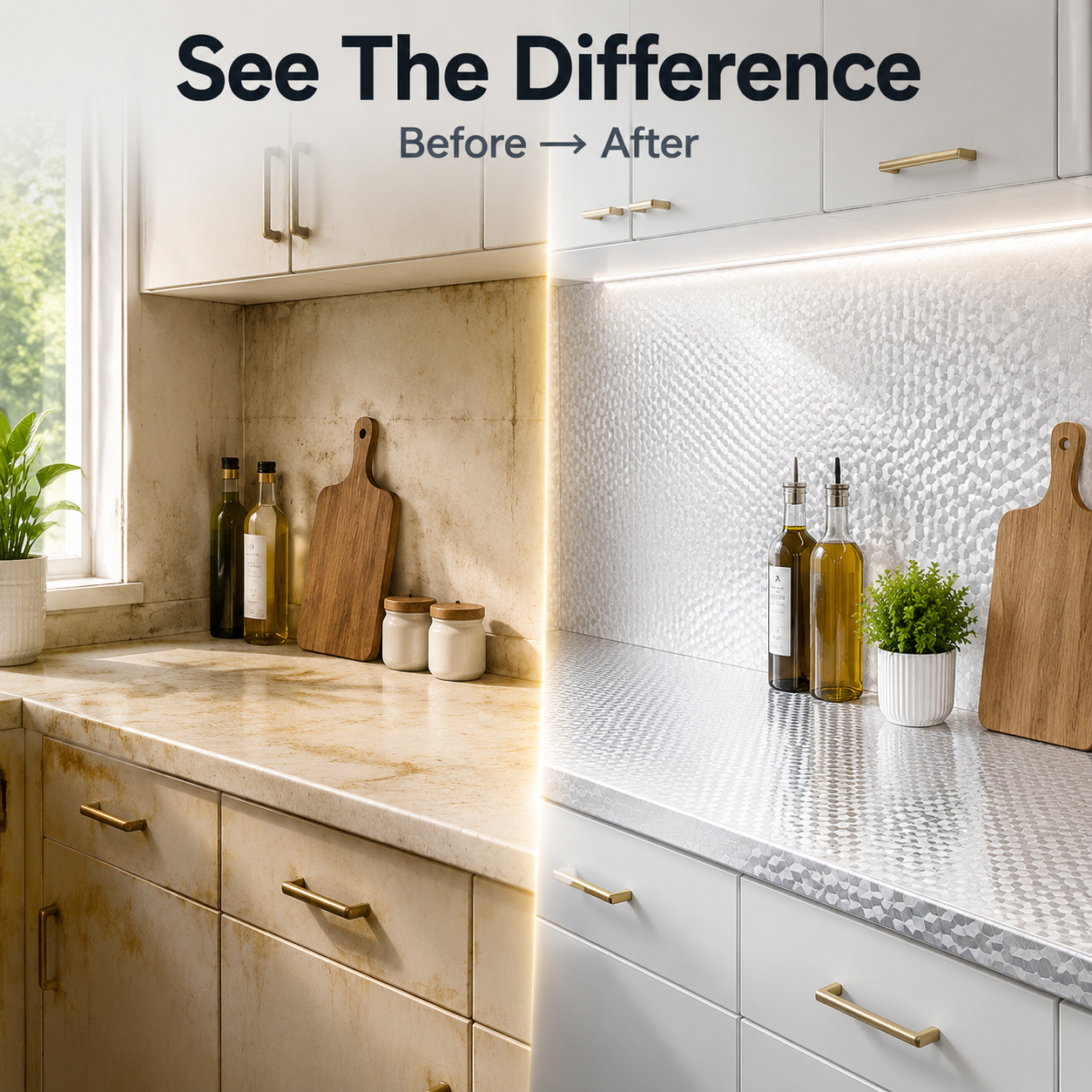 ✨ Peel & Stick Kitchen Makeover Film – Waterproof DIY Countertop & Cabinet Cover