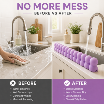💦20-Inch Silicone Sink Splash Guard with Suction Cups– Keep Counters Dry & Splash-Free