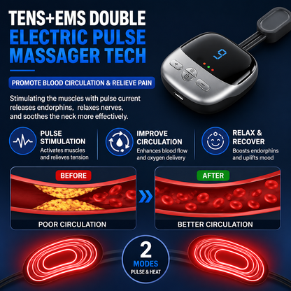 🔥 Relieve Neck Tension Anytime, Anywhere|Smart Heat Therapy & EMS Massage In One Lightweight Device