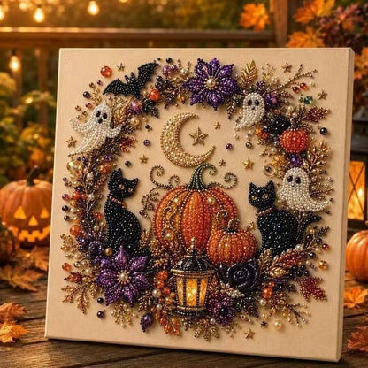 Spooky Cute Ghost Pearl Diamond Painting Kit – 8" x 8" Halloween DIY Wall Art & Craft Gift