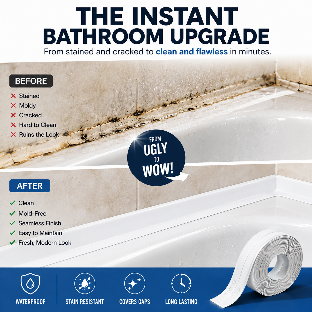 💧 Waterproof Peel & Stick Caulk Tape