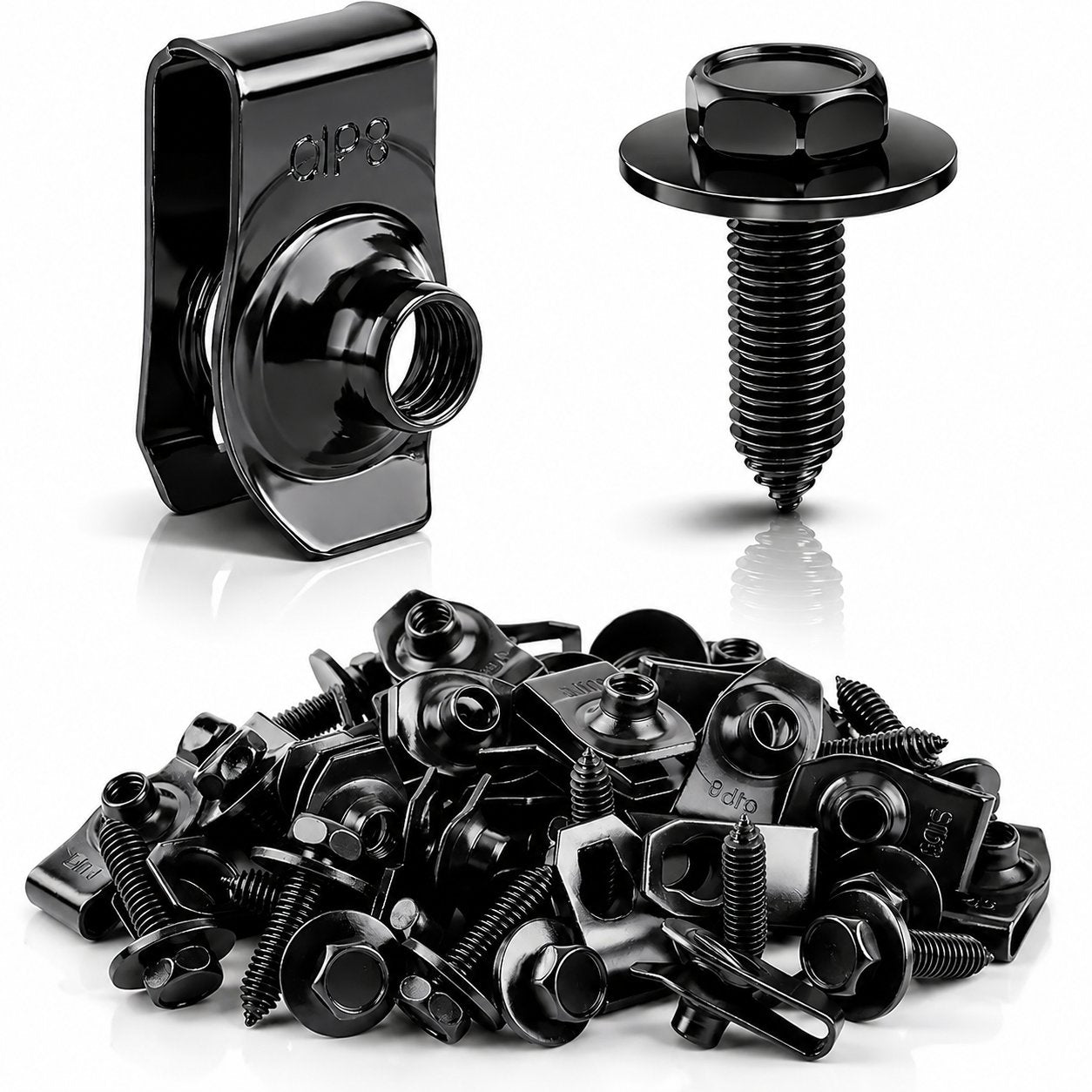 ⚙️ 50PCS 1/4'' Body Bolts & U-Nut Clips Kit, Universal Automotive Fender Bumper Splash Shield Fastener Retainer Set
