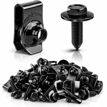 ⚙️ 50PCS 1/4'' Body Bolts & U-Nut Clips Kit, Universal Automotive Fender Bumper Splash Shield Fastener Retainer Set