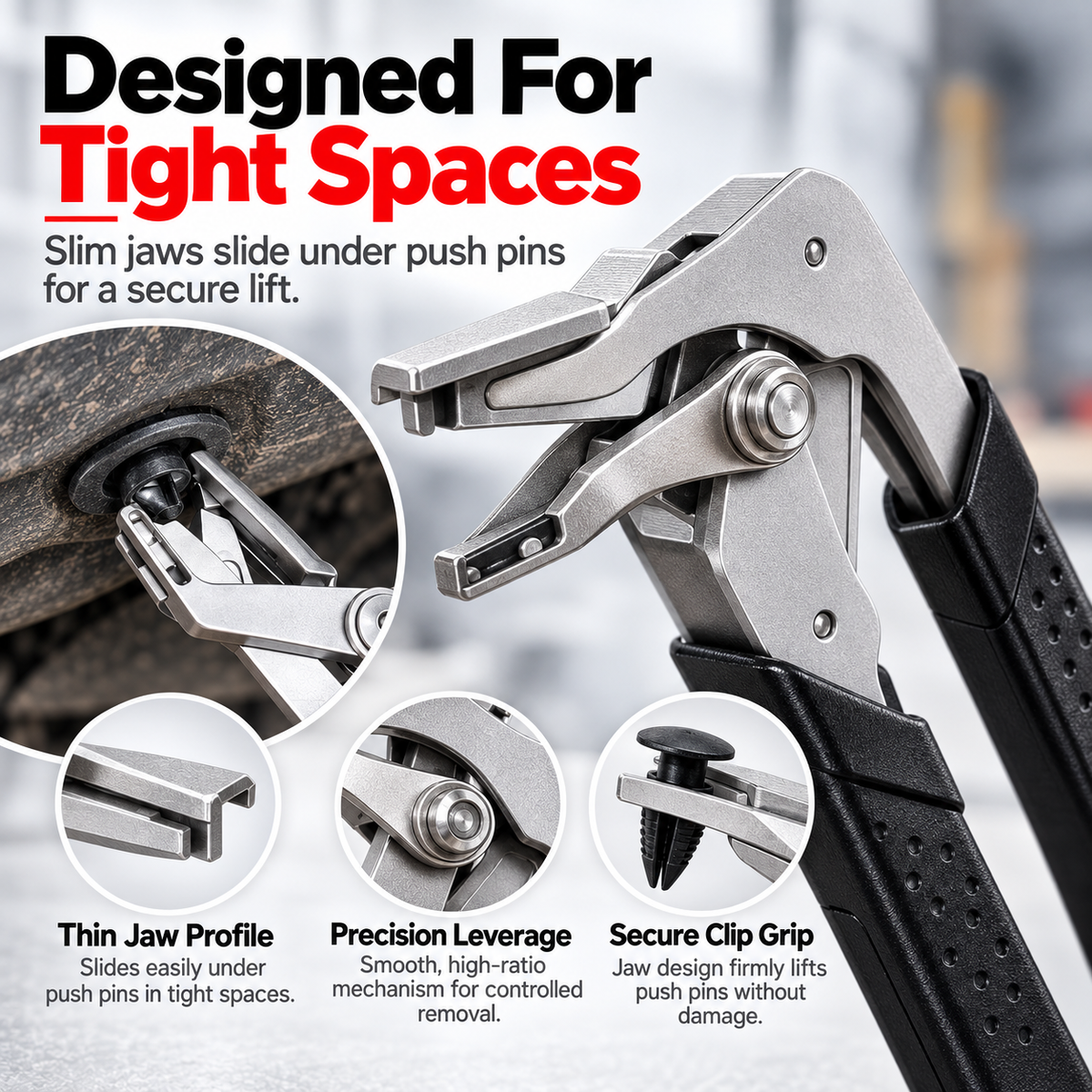 🔥 Professional Push Pin Removal Pliers 🔧🚗 | Heavy-Duty Automotive Trim Clip & Fastener Remover 💪✨ | Easy Grip, Quick Removal 🛠️ | Black & Red