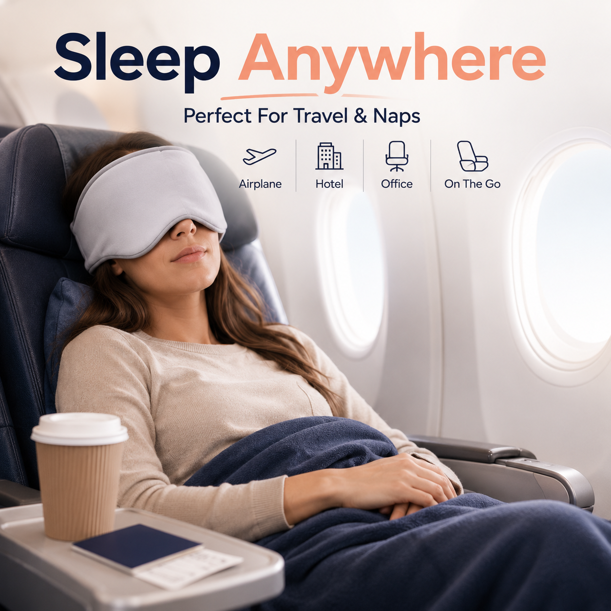 🌙 360° Weighted Blackout Sleep Mask – Soft Wraparound Eye Mask for Deeper Sleep, Travel, Naps & Stress Relief