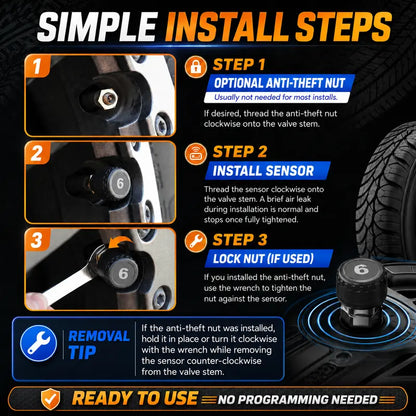 🚐 Trailer Tire Pressure Monitoring System with 4 Sensors | Solar & USB Rechargeable RV TPMS