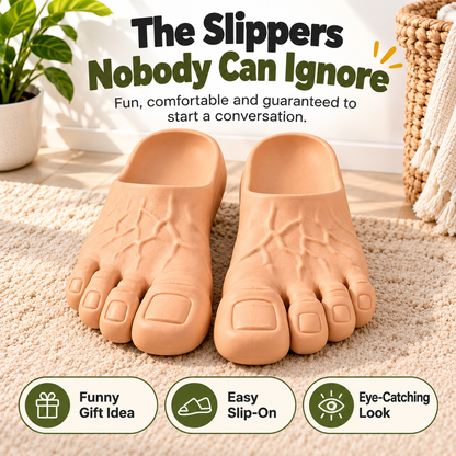 Realistic Big Feet Slippers – Funny Giant Toe Slip-On House Shoes