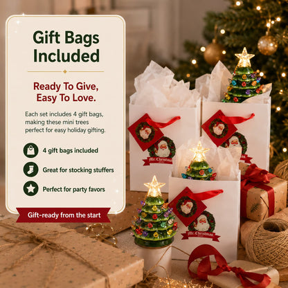 Christmas Set of 4 Mini Nostalgic Tree Ornaments with Gift Bags