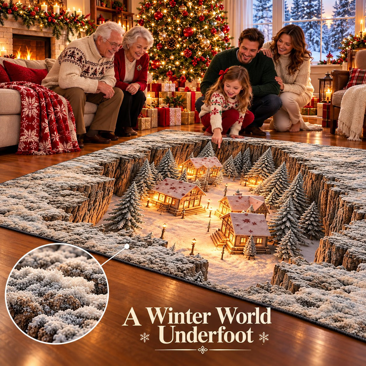 ☘️✨Optical Illusion Christmas Scene Rug | Bring A Hidden Winter Village✨✨