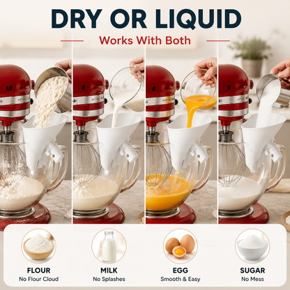🥣 No-Mess Stand Mixer Pouring Funnel – Perfect Fit for KitchenAid Tilt-Head Mixers
