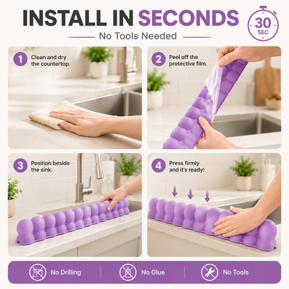 💦20-Inch Silicone Sink Splash Guard with Suction Cups– Keep Counters Dry & Splash-Free