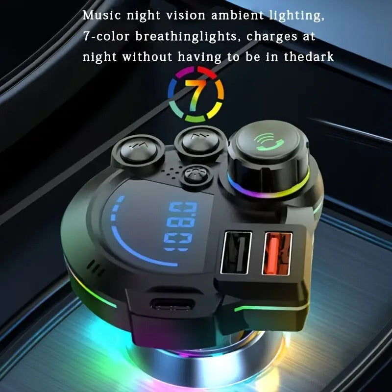 🎖️Bluetooth 5.3 Car FM Transmitter | Fast Charging & Ambient Light