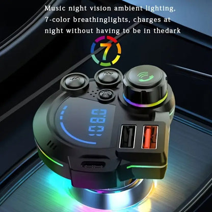 🎖️Bluetooth 5.3 Car FM Transmitter | Fast Charging & Ambient Light