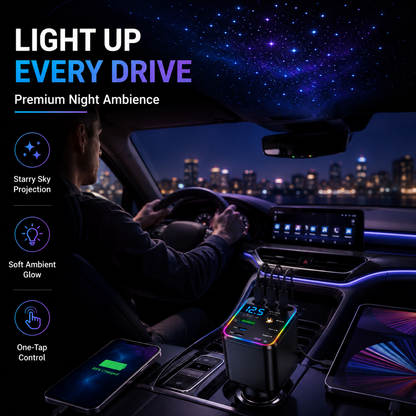 ⚡ 7-in-1 120W Retractable Car Charger – Fast Charging Power Hub with LED Voltage Display