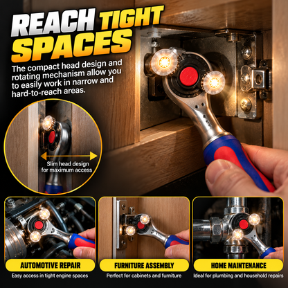 🔧🔥 TurboGrip Pro™ – 360° Rotating Universal Ratchet Wrench | One Tool for Every Job! ⚡🛠️