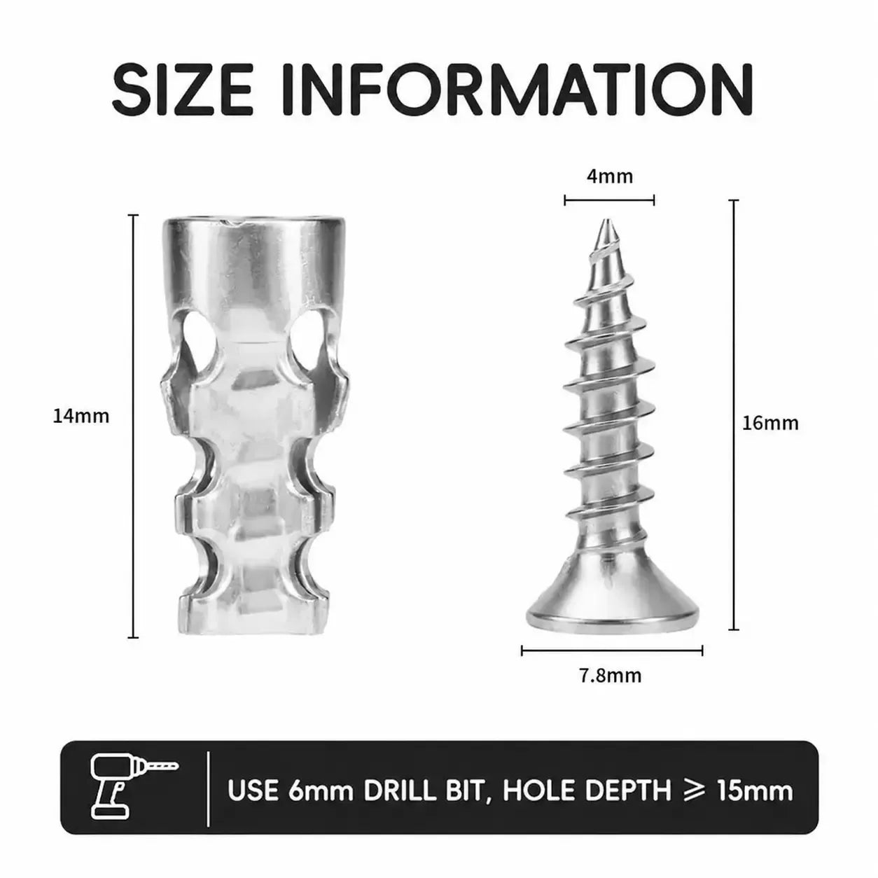 🔩6×14mm Expansion Anchors – Fix Loose Cabinet Hinges & Furniture Screw Holes