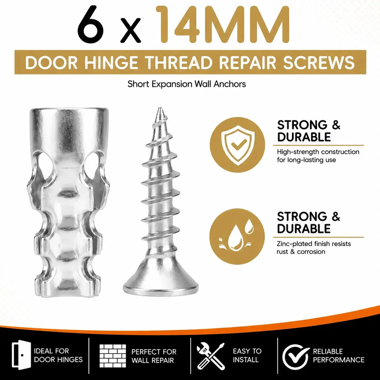 🔩6×14mm Expansion Anchors – Fix Loose Cabinet Hinges & Furniture Screw Holes