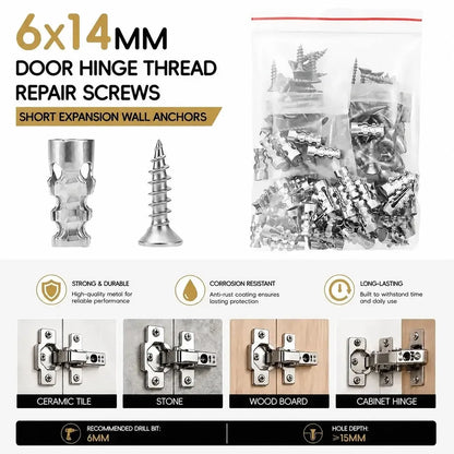 🔩6×14mm Expansion Anchors – Fix Loose Cabinet Hinges & Furniture Screw Holes