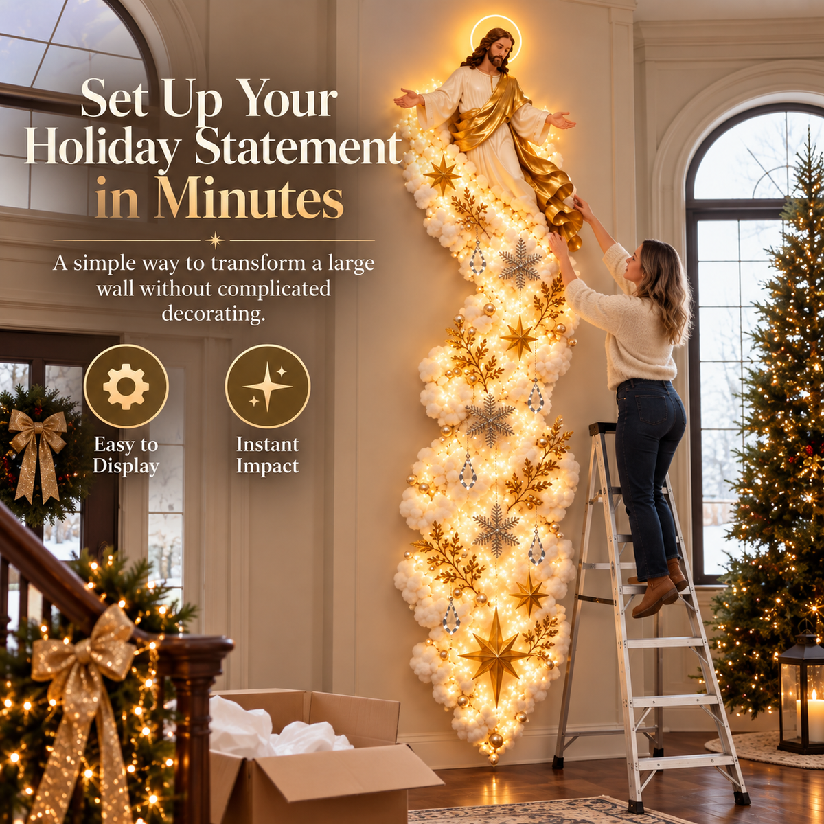 ✨ Christmas Blessing Cloud Trail Wall Light – Faith-Inspired Jesus Holiday Decor