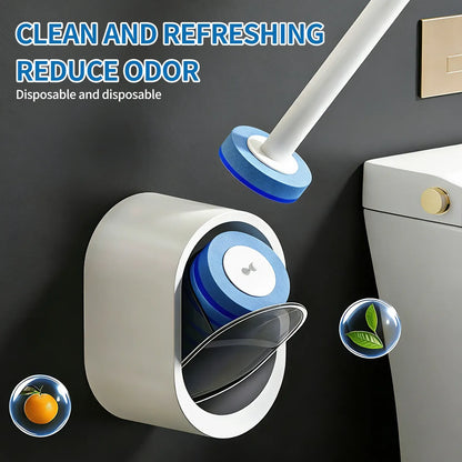 Disposable Toilet Brush Kit - 32/16 Refill Heads & Holder, Rotating No-Touch Deep Cleaner for Under-Rim & Corner, Bathroom Cleaning Tool for Home