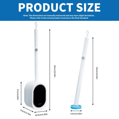 Disposable Toilet Brush Kit - 32/16 Refill Heads & Holder, Rotating No-Touch Deep Cleaner for Under-Rim & Corner, Bathroom Cleaning Tool for Home