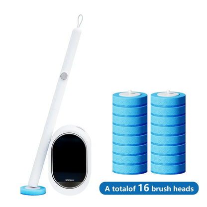 Disposable Toilet Brush Kit - 32/16 Refill Heads & Holder, Rotating No-Touch Deep Cleaner for Under-Rim & Corner, Bathroom Cleaning Tool for Home
