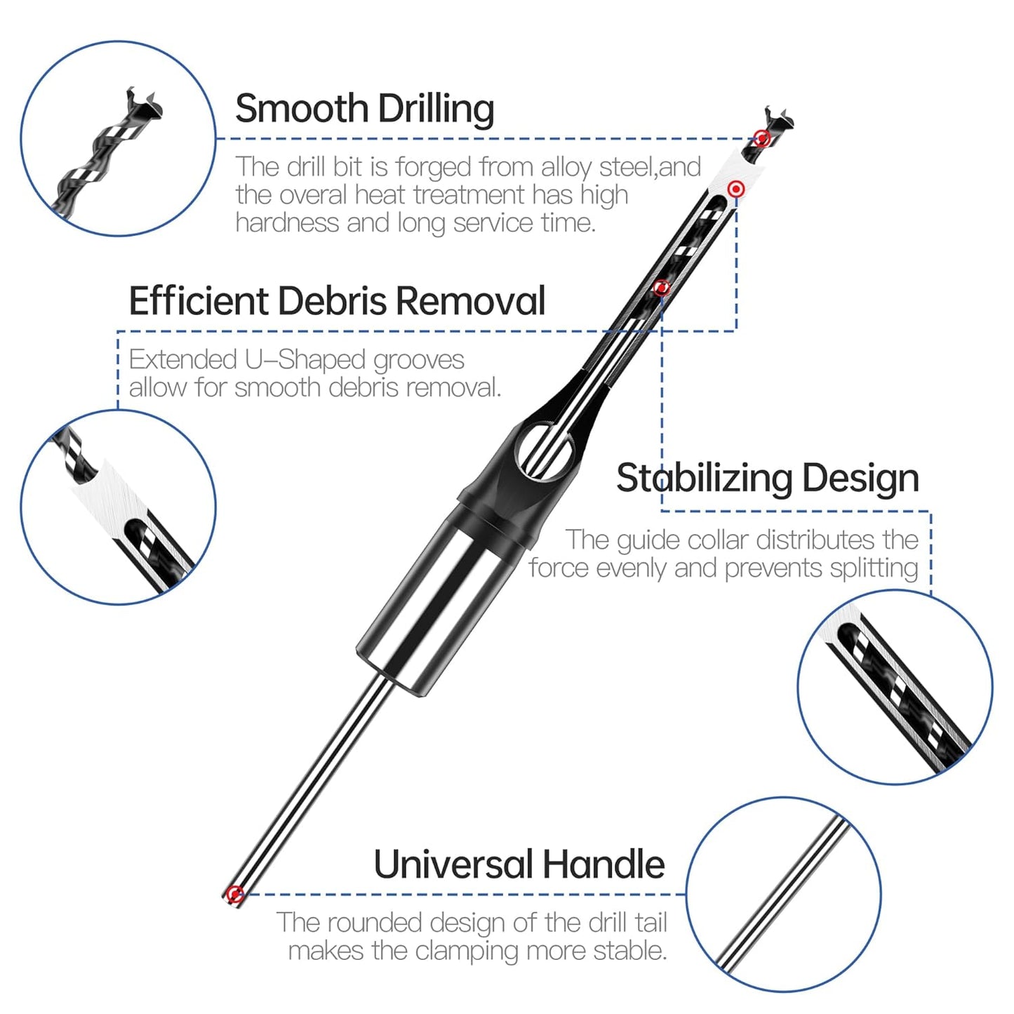 Square Hole Mortise Chisel Drill Bit for Woodworking