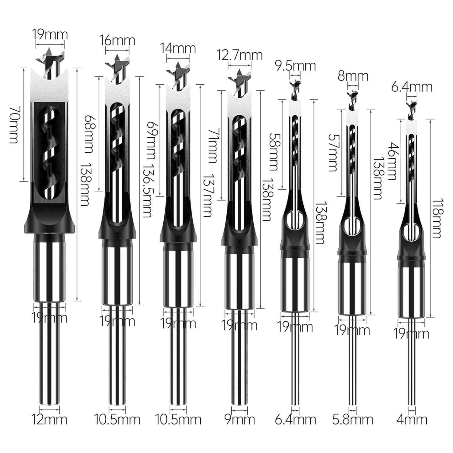 Square Hole Mortise Chisel Drill Bit for Woodworking