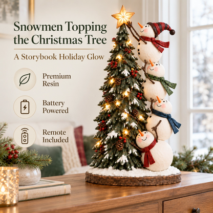 🎄⛄ Lighted Snowmen Decorating Christmas Tree Figurine