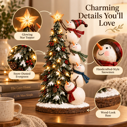🎄⛄ Lighted Snowmen Decorating Christmas Tree Figurine