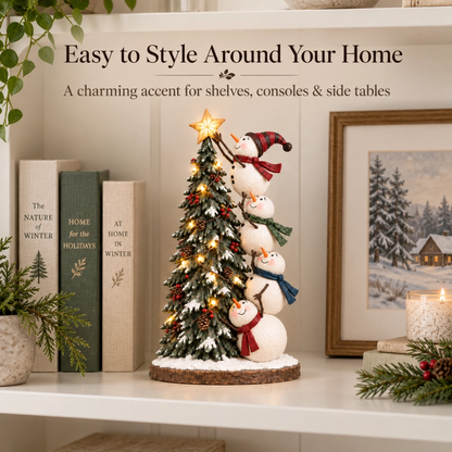 🎄⛄ Lighted Snowmen Decorating Christmas Tree Figurine