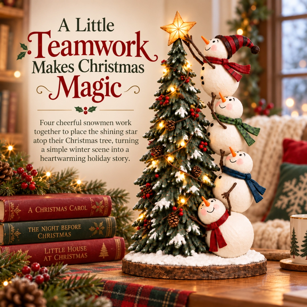 🎄⛄ Lighted Snowmen Decorating Christmas Tree Figurine