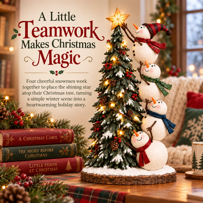🎄⛄ Lighted Snowmen Decorating Christmas Tree Figurine